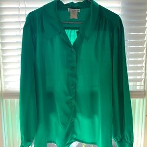 Vintage emerald green satin shirt